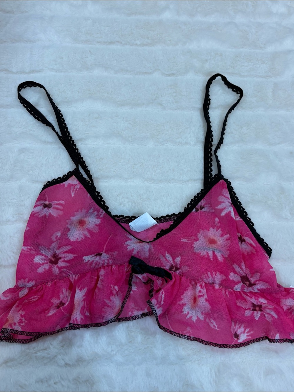 Vintage Pink Floral Lace-Trim Chemise Top